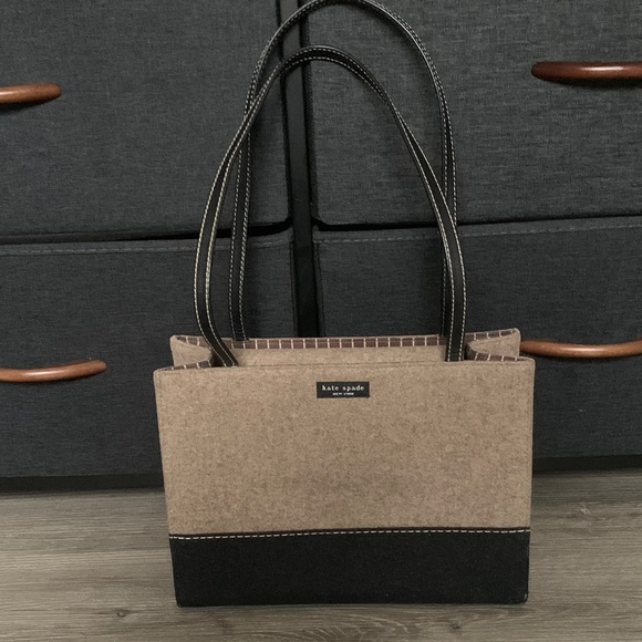 kate spade Handbags - Kate Spade (Vintage) Wool Black & Tan Two-Tone Handbag